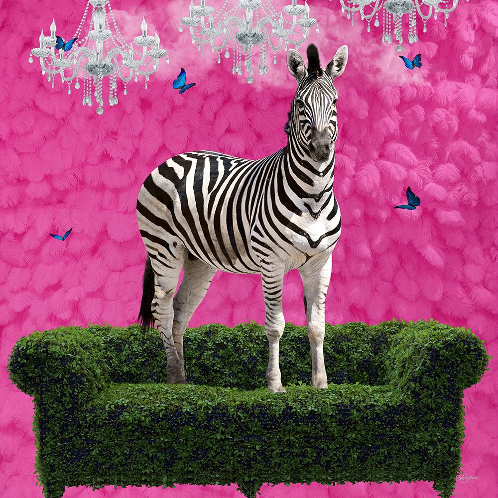 Free Spirited Zebra On A Green Settee art print by Sue Skellern for $57.95 CAD