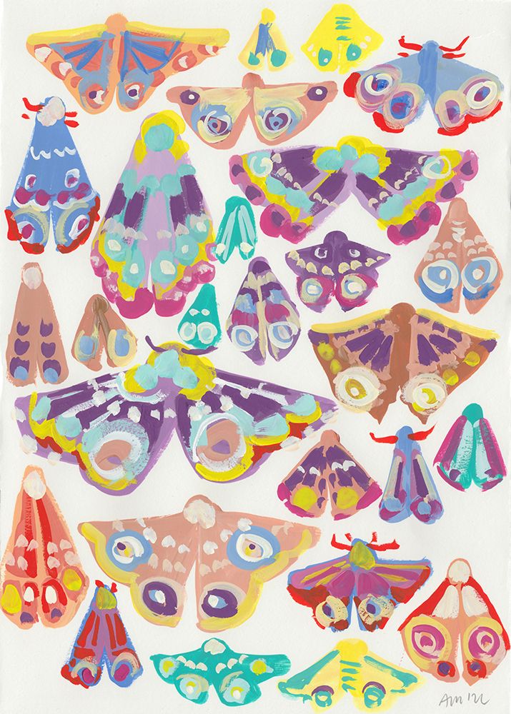 Rainbow Moths art print by Ania Zwara for $57.95 CAD