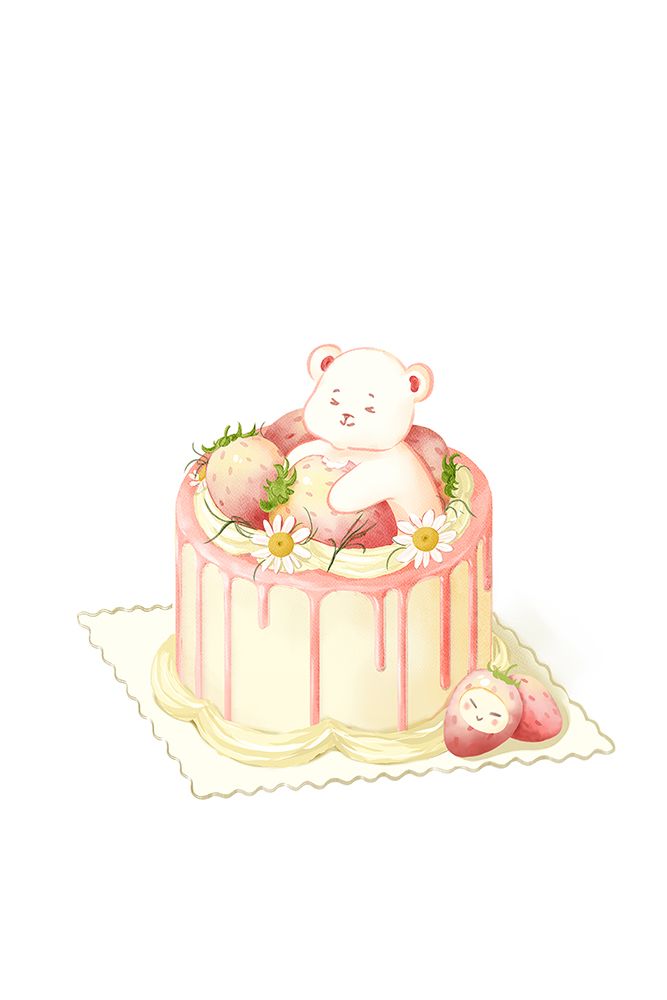 Cute White Bear Cake art print by Xuan Thai for $57.95 CAD