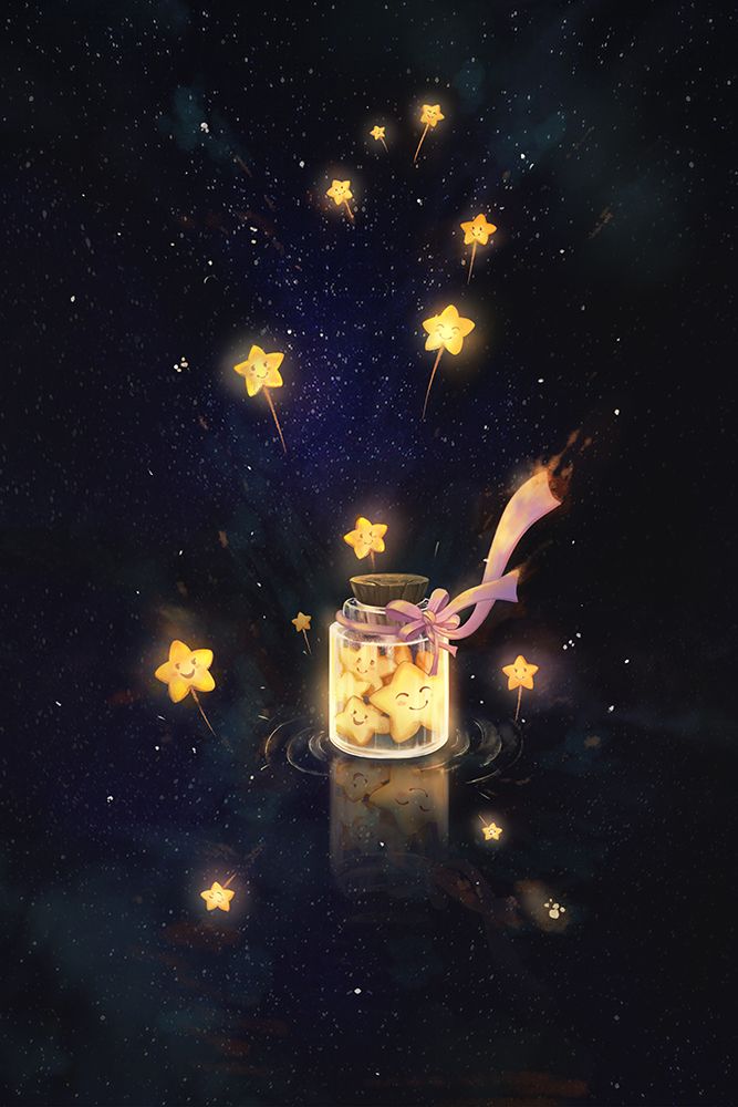 Golden Starlight In Bottle art print by Xuan Thai for $57.95 CAD