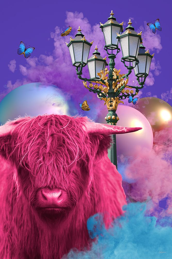 Pinkie Moo Cow Bubbles A Clouds art print by Sue Skellern for $57.95 CAD