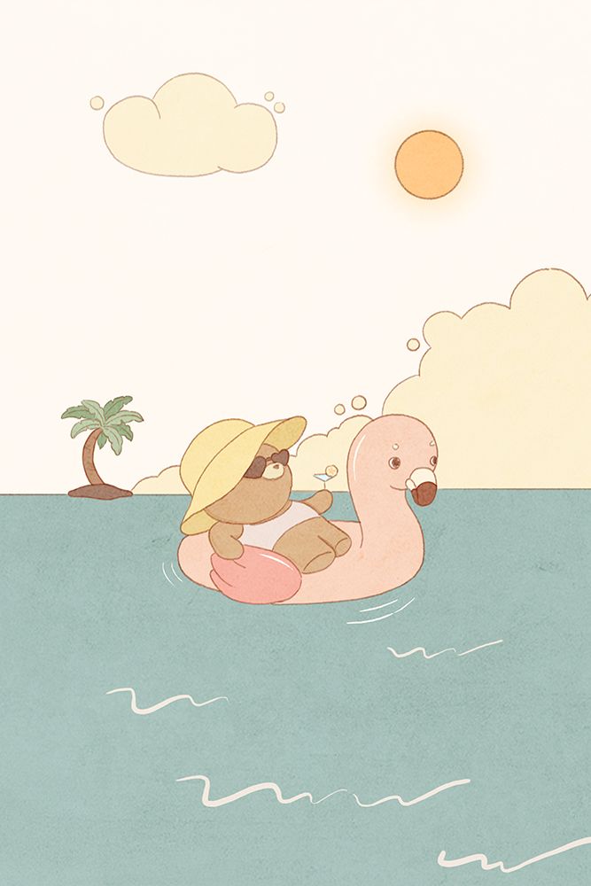 Bear On Summer Beach art print by Xuan Thai for $57.95 CAD