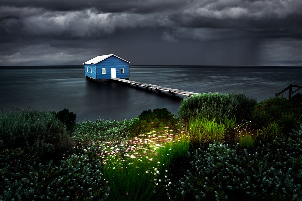 Boatshed With Approaching Storm art print by Mark Boyle for $57.95 CAD