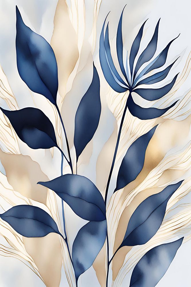 Leaves In Blue 3 art print by Sally Ann Moss for $57.95 CAD