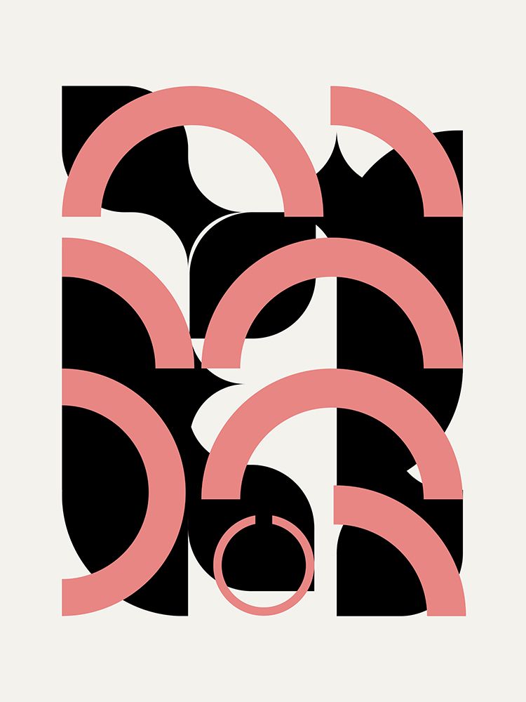 Geometrical Semi Circles In Pink art print by Little Dean for $57.95 CAD