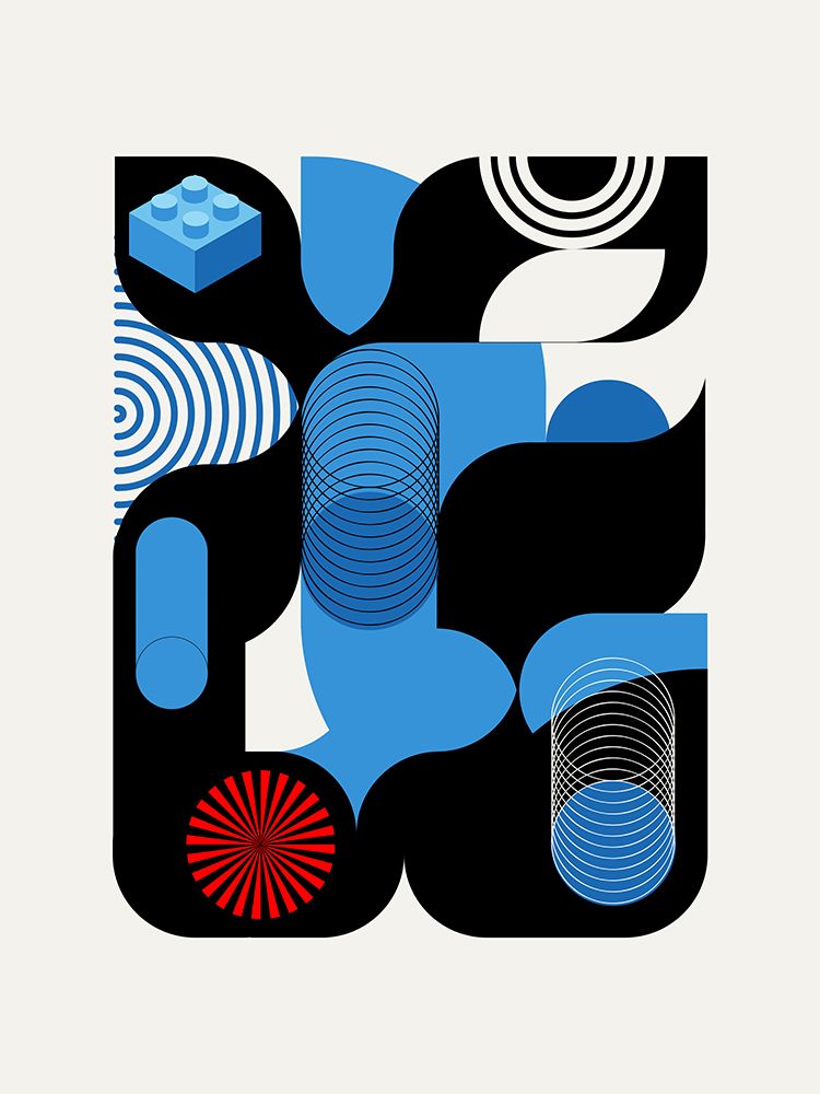 Geometrical Design In Blue art print by Little Dean for $57.95 CAD