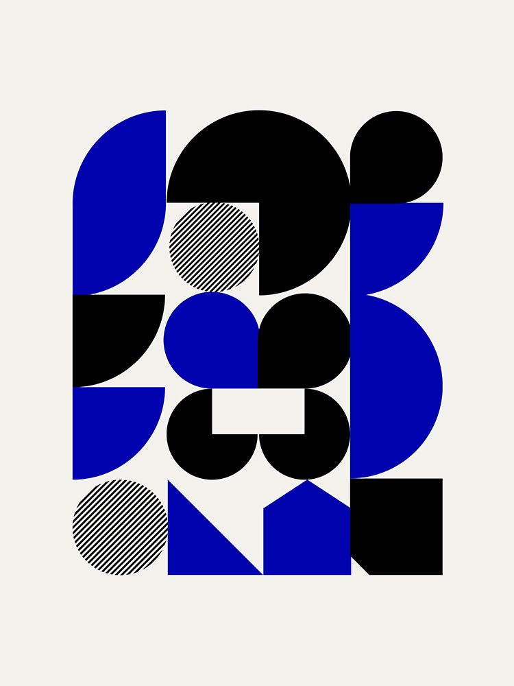 Blue And Black Geometrical Shapes art print by Little Dean for $57.95 CAD