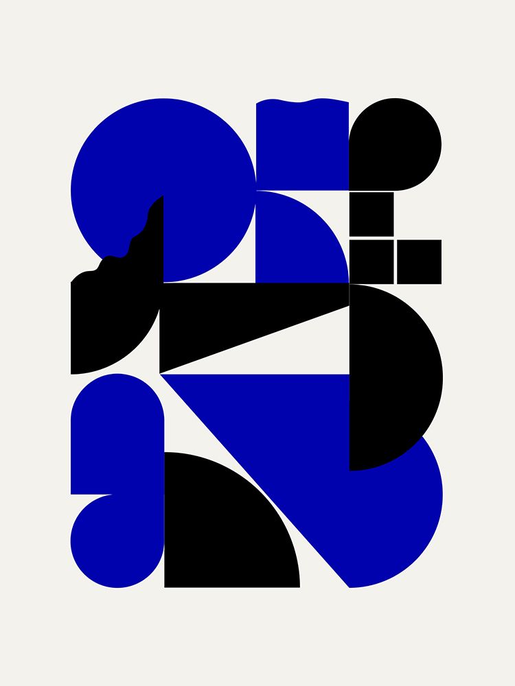 Abstract Geometrical Shapes In Blue art print by Little Dean for $57.95 CAD