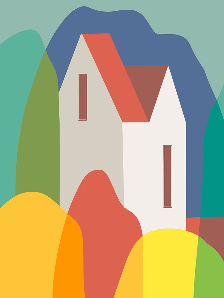 The Red Roof Cottage art print by Little Dean for $57.95 CAD