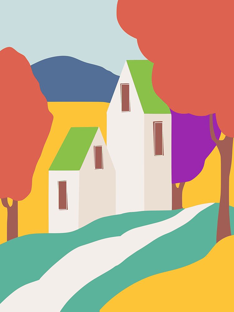Red Forest Cottage art print by Little Dean for $57.95 CAD