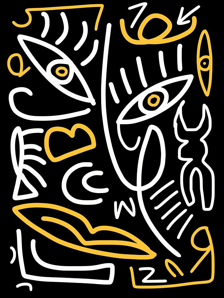 Line Art In White and Yellow art print by Little Dean for $57.95 CAD