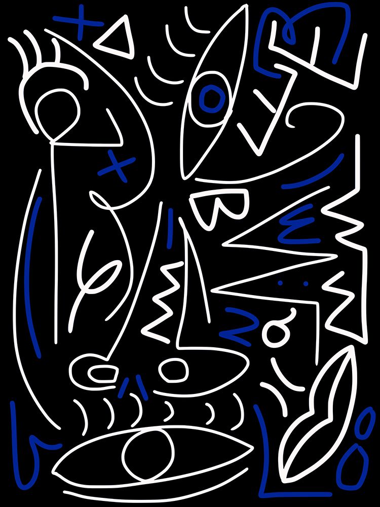Line Art In White and Ultramarine art print by Little Dean for $57.95 CAD