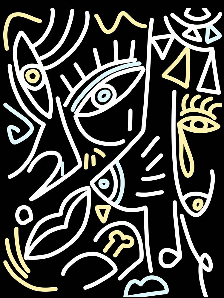 Line Art In White and Skyblue art print by Little Dean for $57.95 CAD