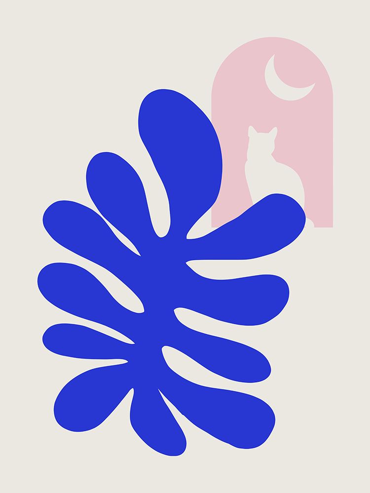 Fern Cat and the Moon art print by Little Dean for $57.95 CAD