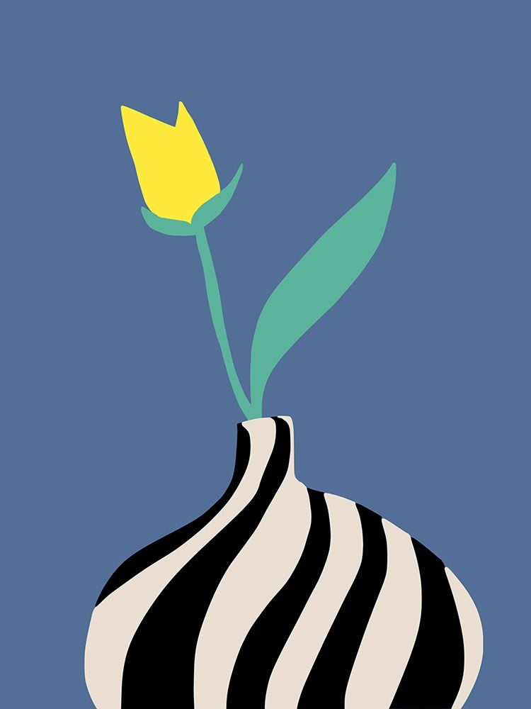 Black and White Striped Vase art print by Little Dean for $57.95 CAD