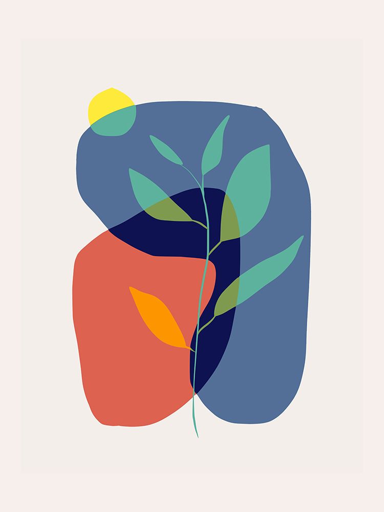 Fossil Plant In Red and Blue art print by Little Dean for $57.95 CAD