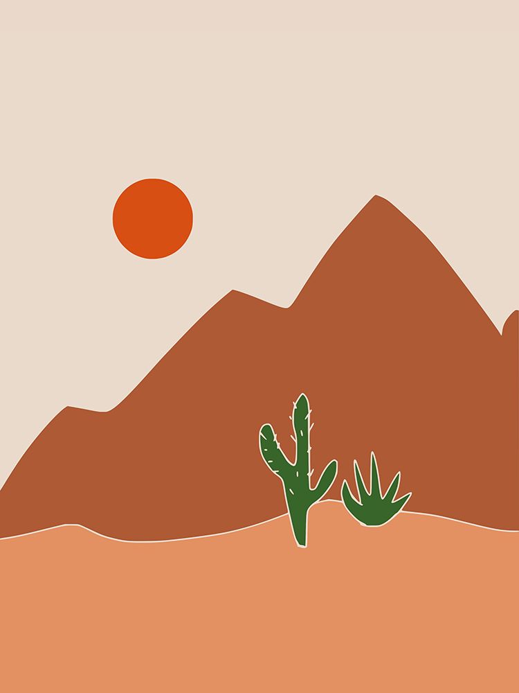 Mountains and Cactus art print by Little Dean for $57.95 CAD