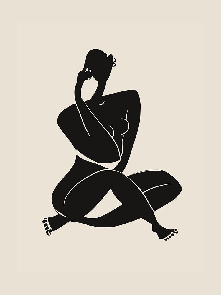 Nude Sitting Pose In Black art print by Little Dean for $57.95 CAD