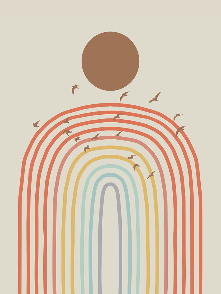 Rainbow Arch And Birds art print by Little Dean for $57.95 CAD
