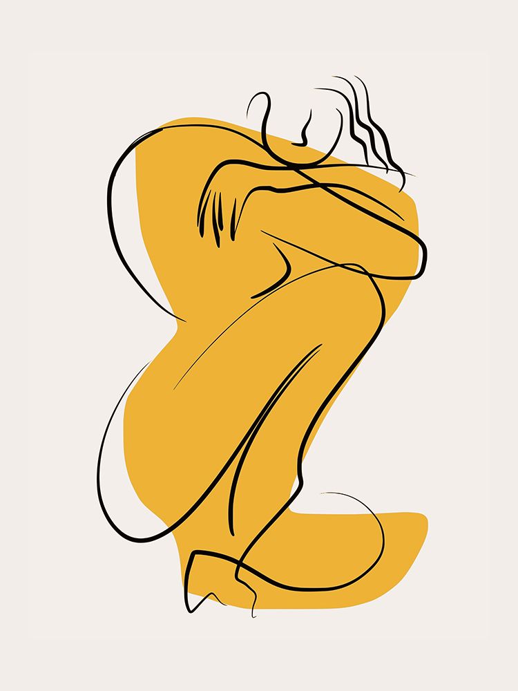 Self Hug Nude In Linear Abstract art print by Little Dean for $57.95 CAD