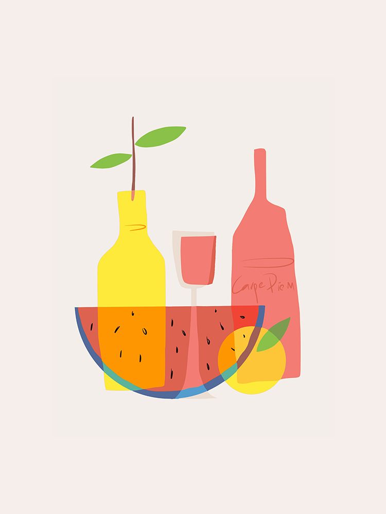 Still Life With Wine and Bottles art print by Little Dean for $57.95 CAD