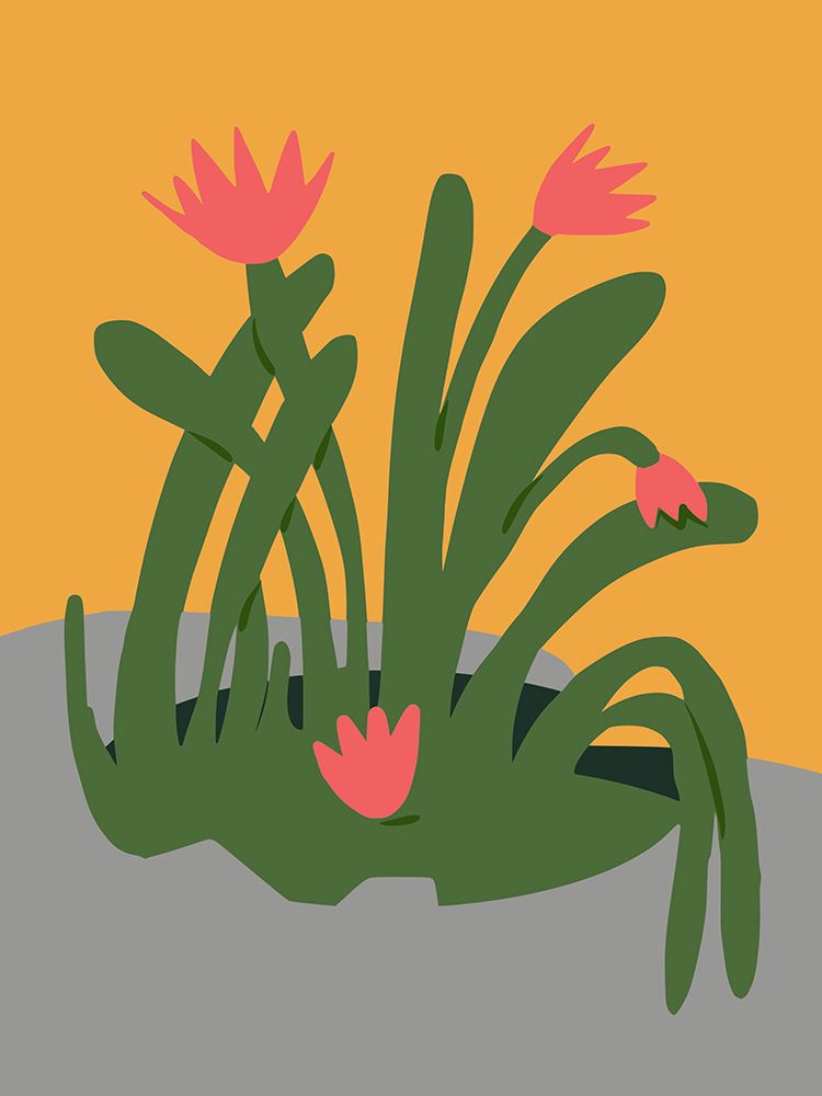 Abstract Sculpture and Pink Flowers art print by Little Dean for $57.95 CAD