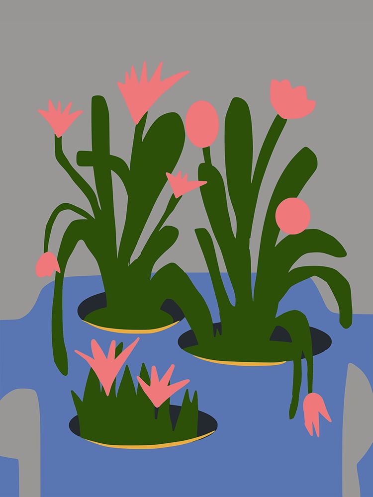 Blue Recycle Bottle With Pink Blooms art print by Little Dean for $57.95 CAD