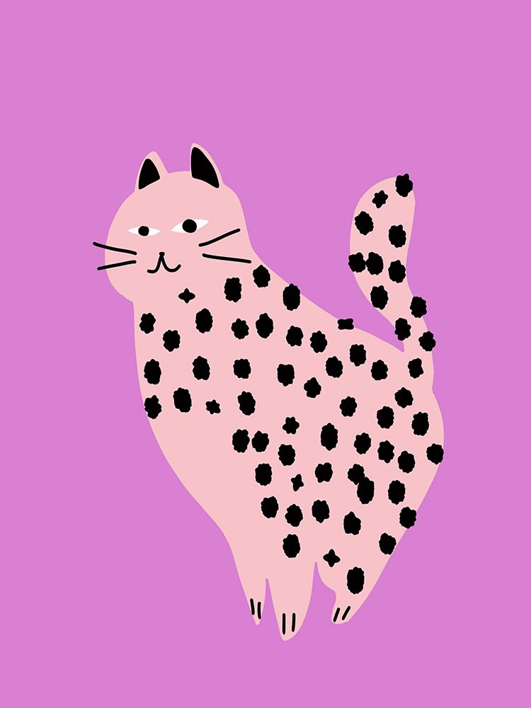 Cute Pink Cat art print by Little Dean for $57.95 CAD