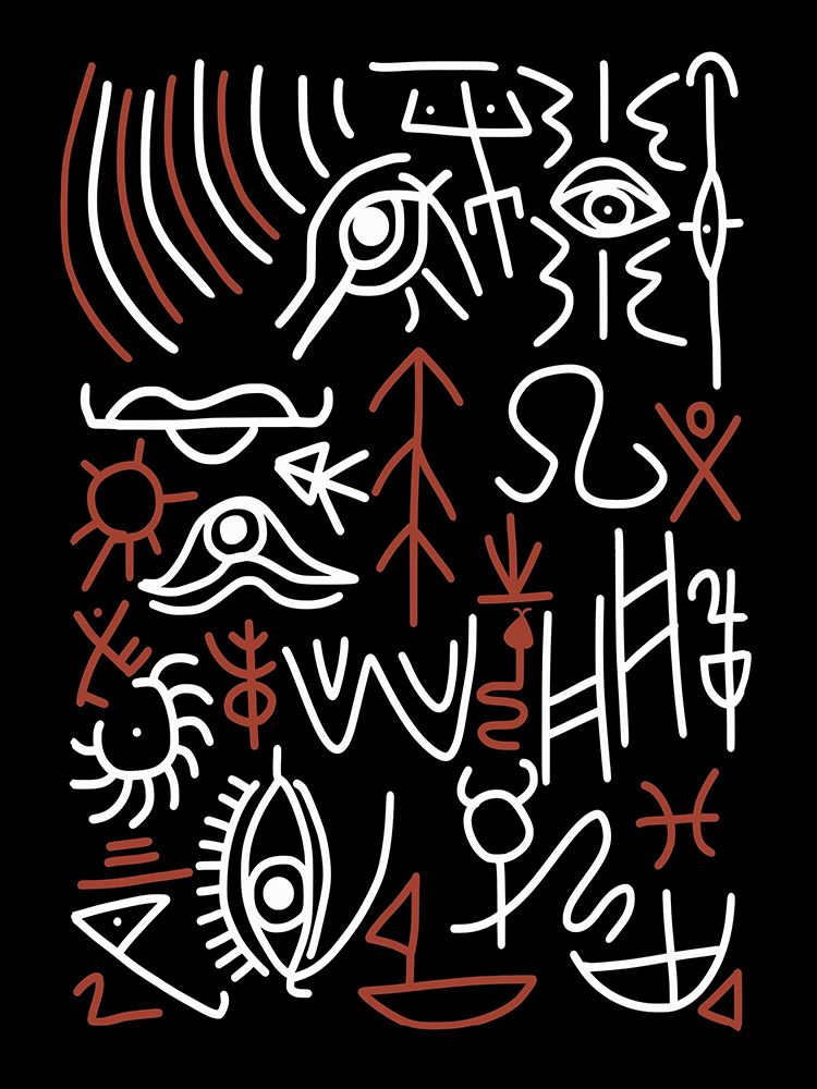 Line Art Bizarre Cave Symbol art print by Little Dean for $57.95 CAD
