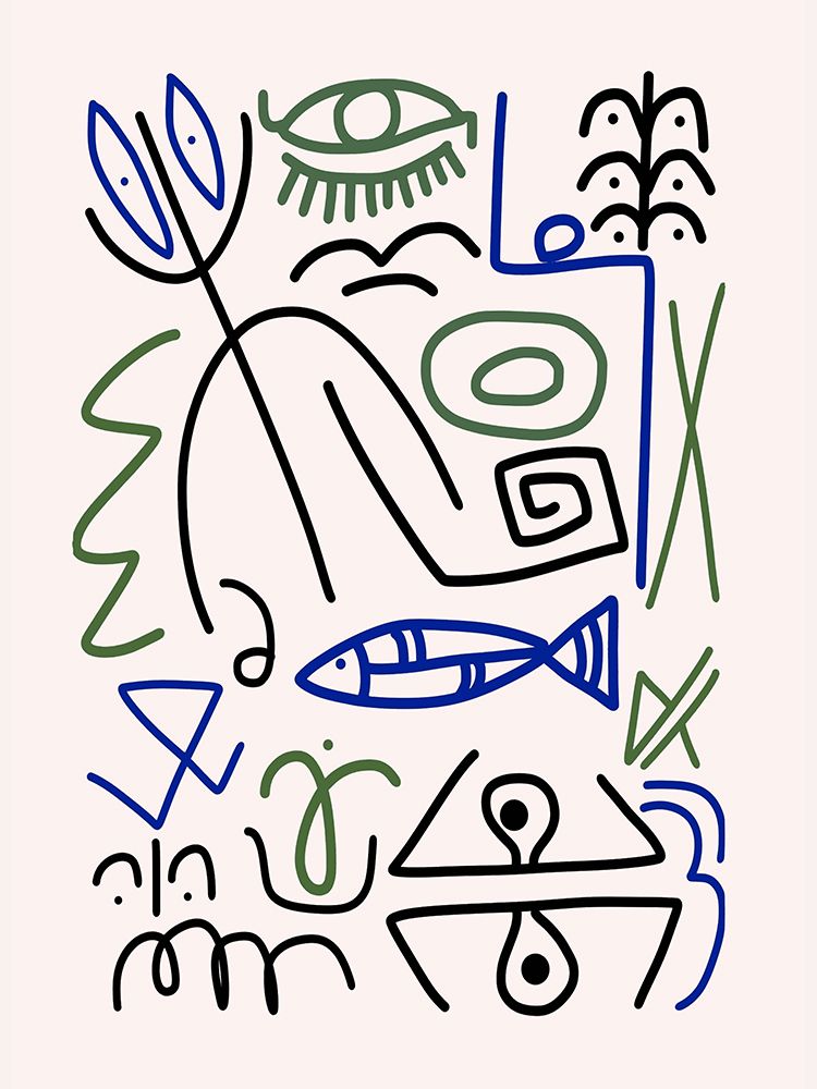 Line Art Bizarre Fishing Symbol art print by Little Dean for $57.95 CAD