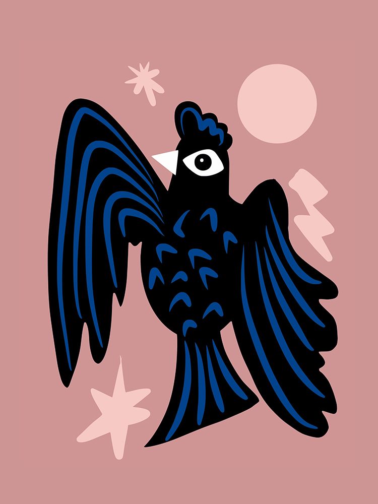 Moon And Stars Raven art print by Little Dean for $57.95 CAD