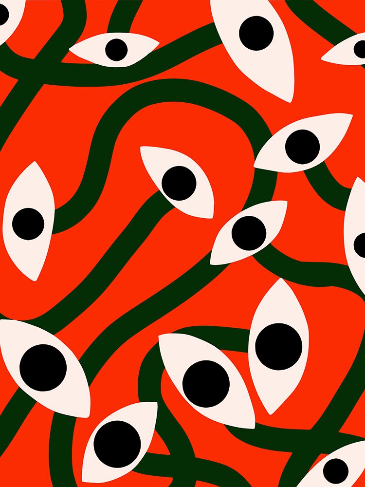 Evil Eyes Blossom In Red art print by Little Dean for $57.95 CAD