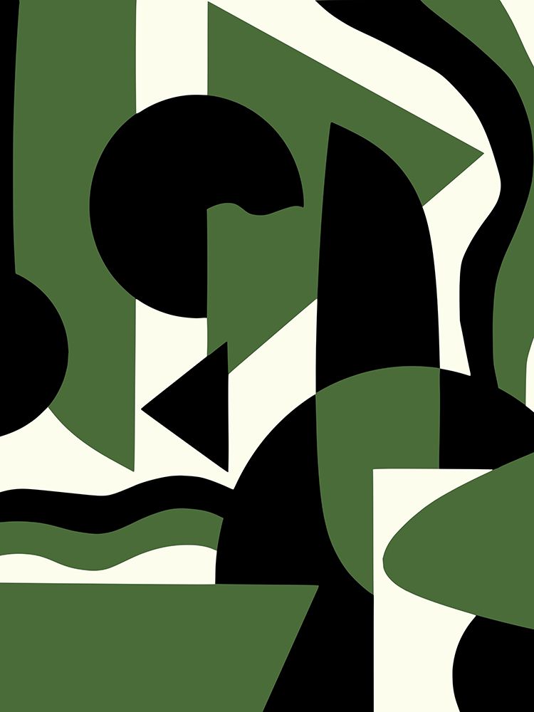 Geometrical Green Abstract Maximalist art print by Little Dean for $57.95 CAD