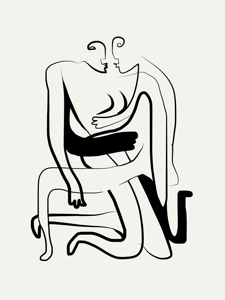 Hugs and Kisses Line Art art print by Little Dean for $57.95 CAD