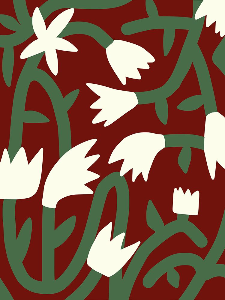 Maroon Bloom Vine art print by Little Dean for $57.95 CAD