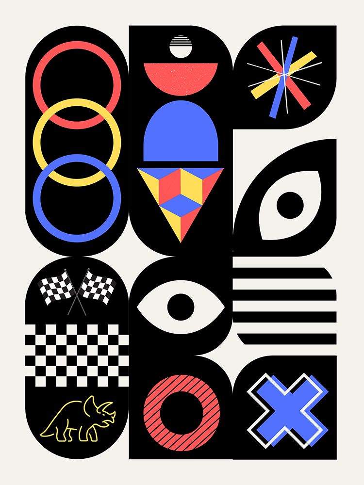 Maximalist Geometrical Four Colors Design art print by Little Dean for $57.95 CAD