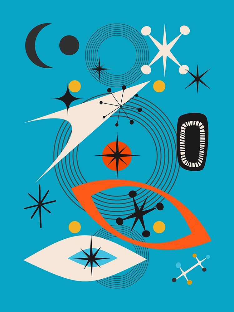 Mid Century In Retro Blue art print by Little Dean for $57.95 CAD