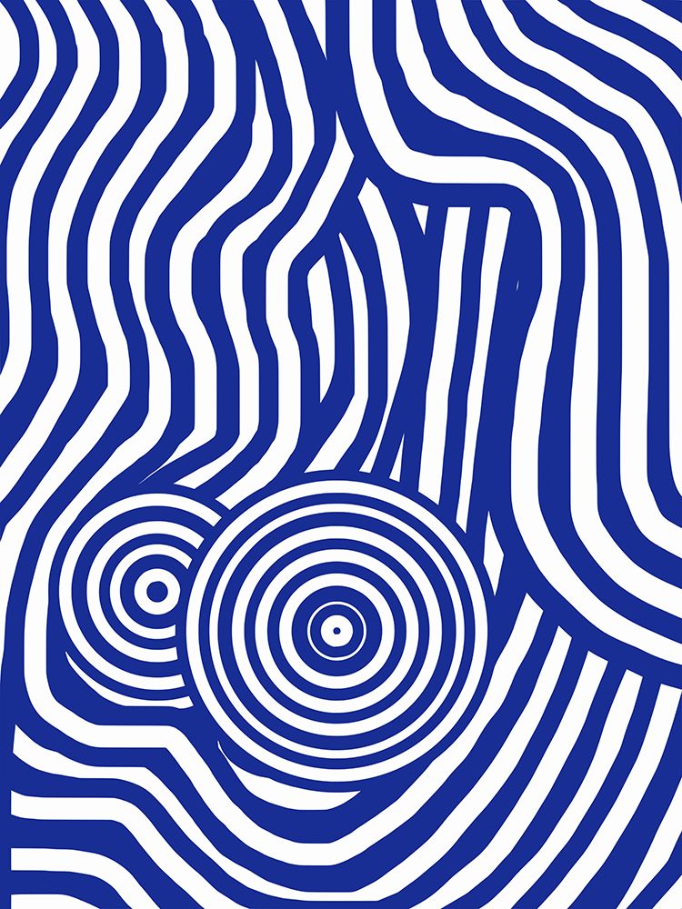 Blue And White Striped Seated Nude art print by Little Dean for $57.95 CAD