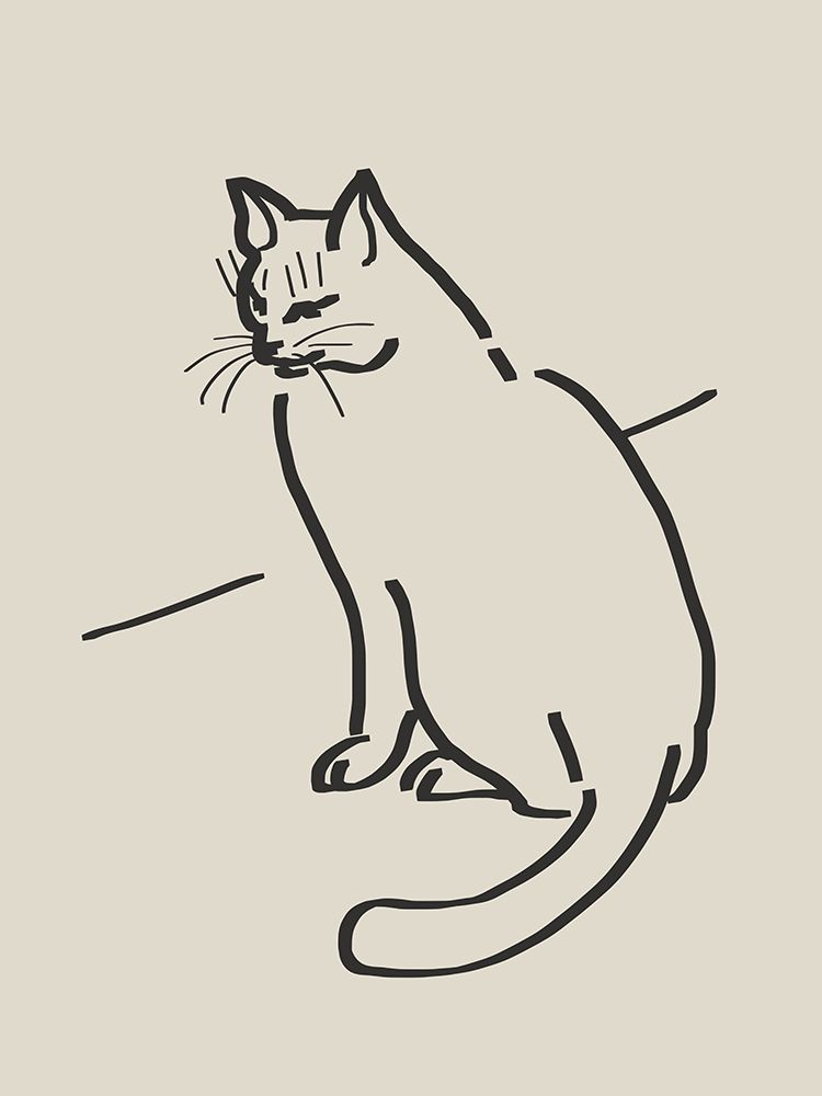 Line Art Cat Drawing 3 art print by Little Dean for $57.95 CAD