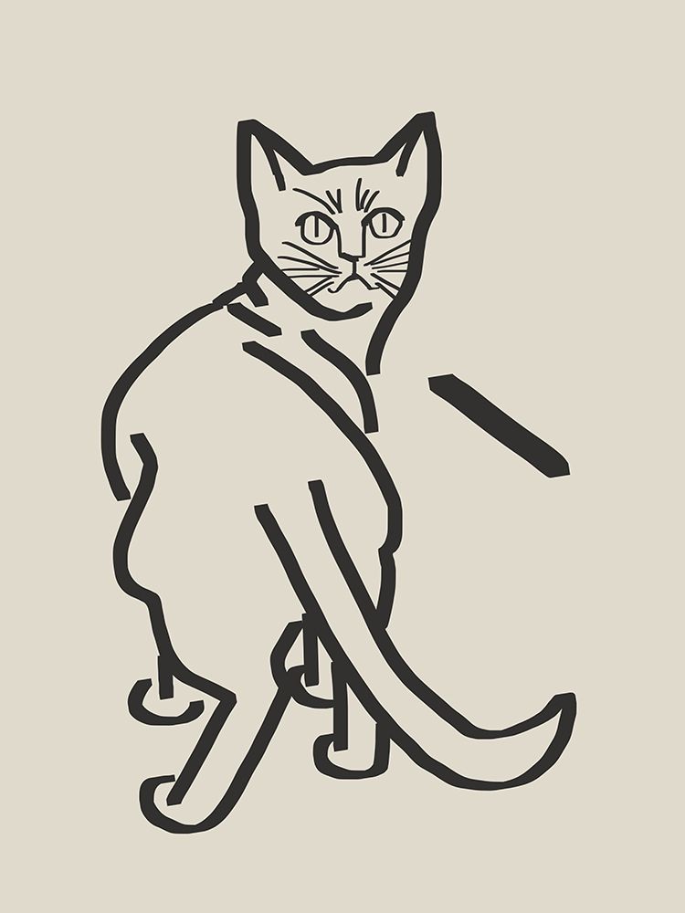 Line Art Cat Drawing 5 art print by Little Dean for $57.95 CAD