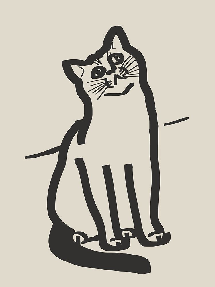 Line Art Cat Drawing 6 art print by Little Dean for $57.95 CAD