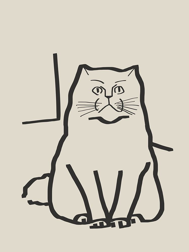 Line Art Cat Drawing 7 art print by Little Dean for $57.95 CAD