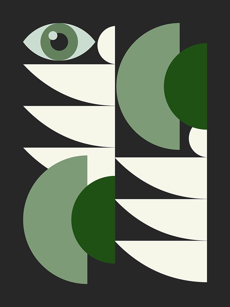 Mid Century Geometrical In Green art print by Little Dean for $57.95 CAD