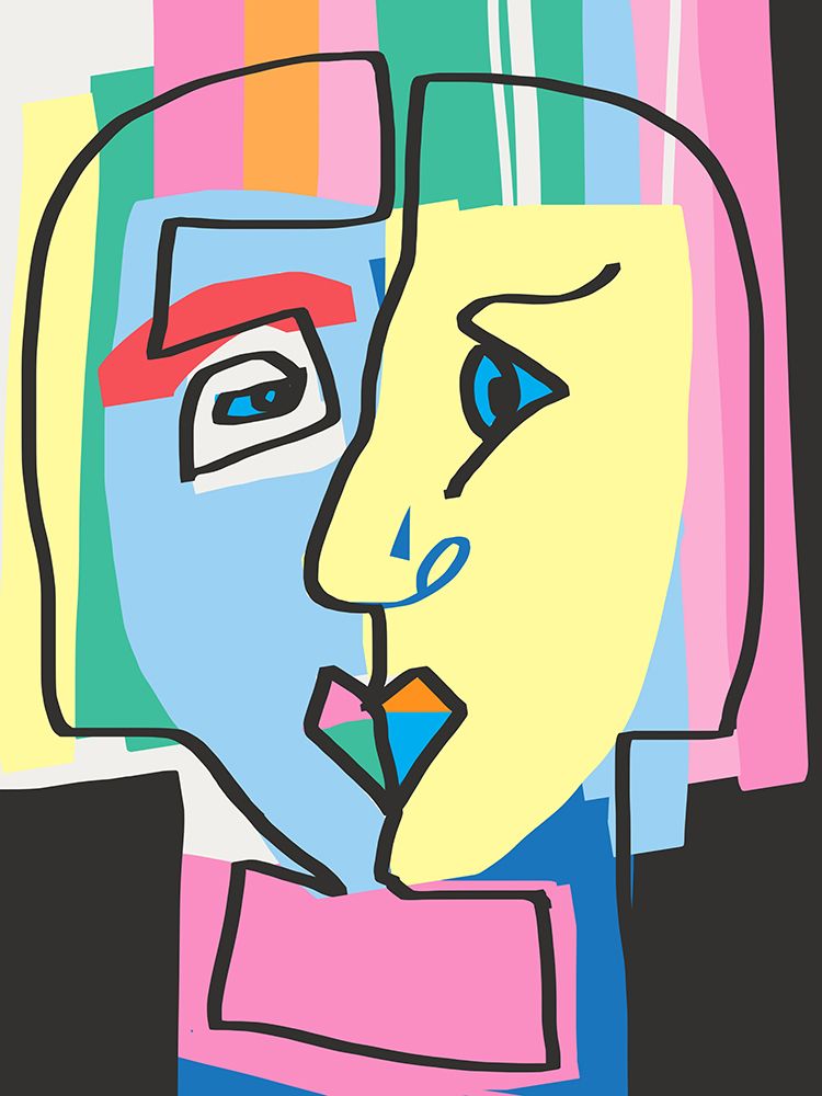 Abstract Colorful Cubism Portrait art print by Little Dean for $57.95 CAD