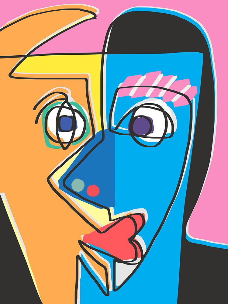 Abstract Cubism Portrait art print by Little Dean for $57.95 CAD