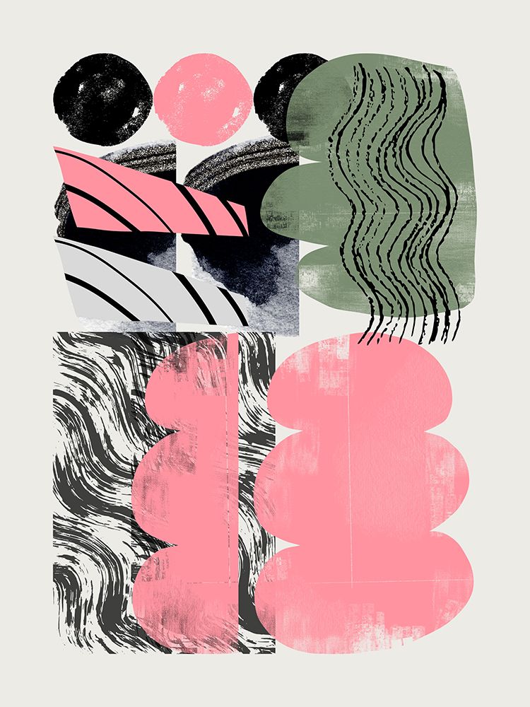 Abstract Shape Collage In Pink art print by Little Dean for $57.95 CAD