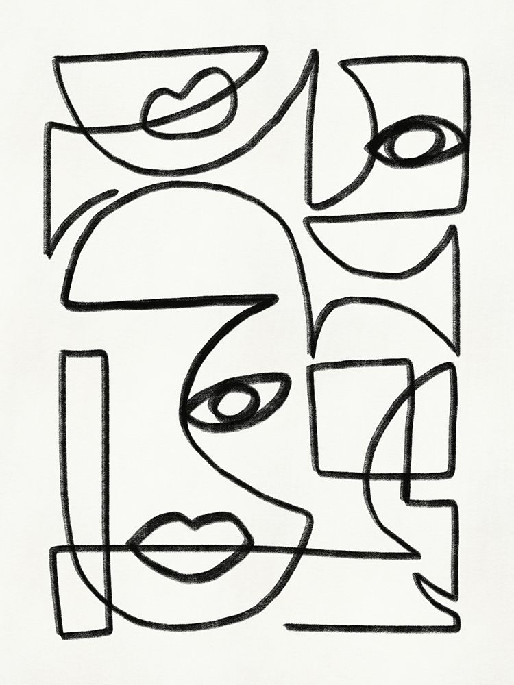 Abstract Line Art Faces art print by Little Dean for $57.95 CAD