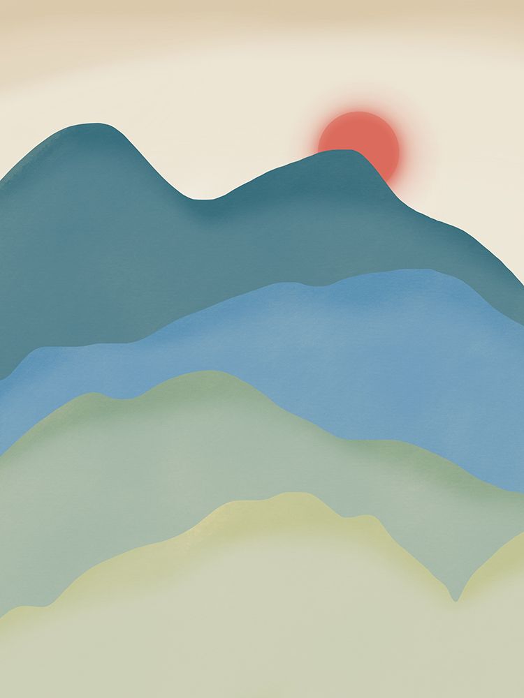 Blue and Green Minimal Mountain art print by Little Dean for $57.95 CAD