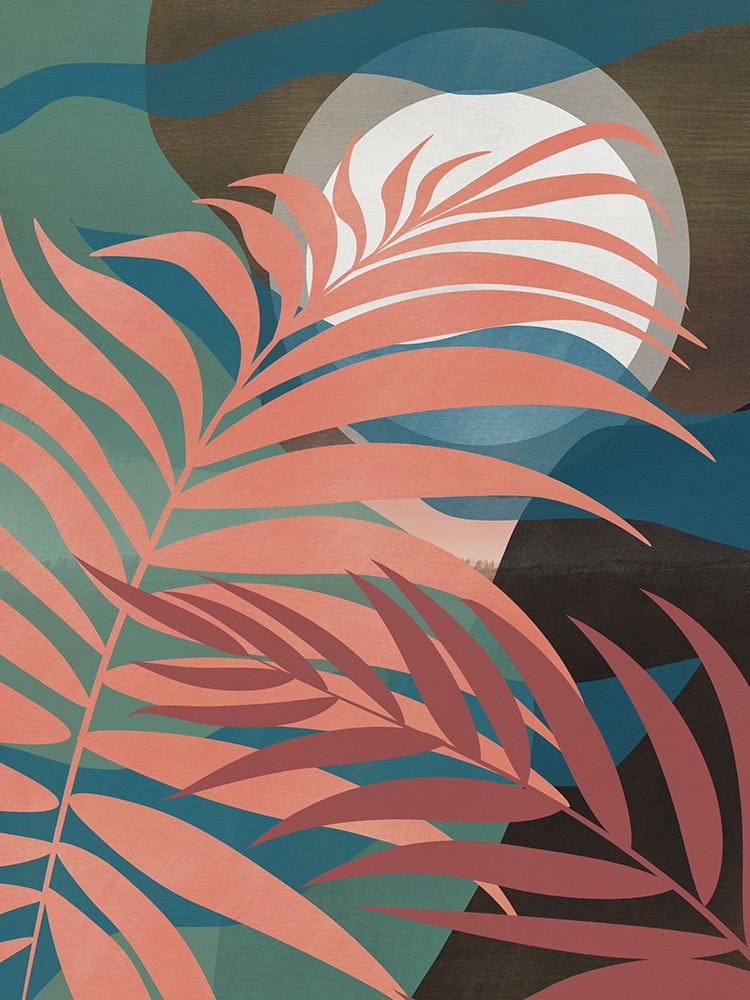 Pink Tropical Palm Leaf art print by Little Dean for $57.95 CAD