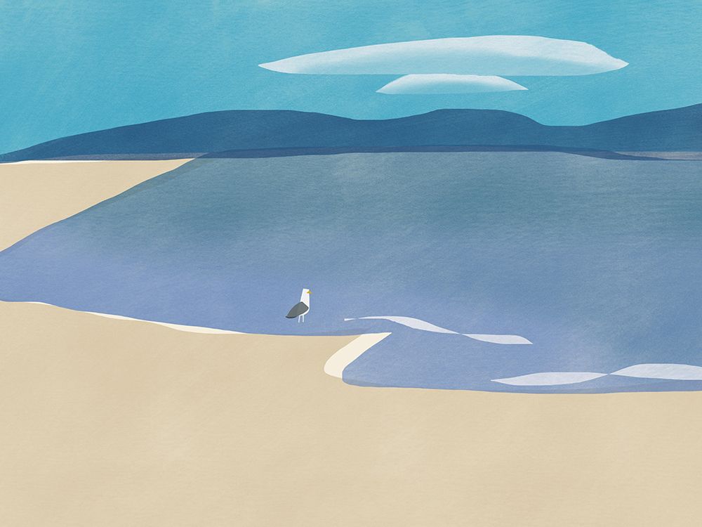 Seagull Watching Distant Cloud art print by Little Dean for $57.95 CAD